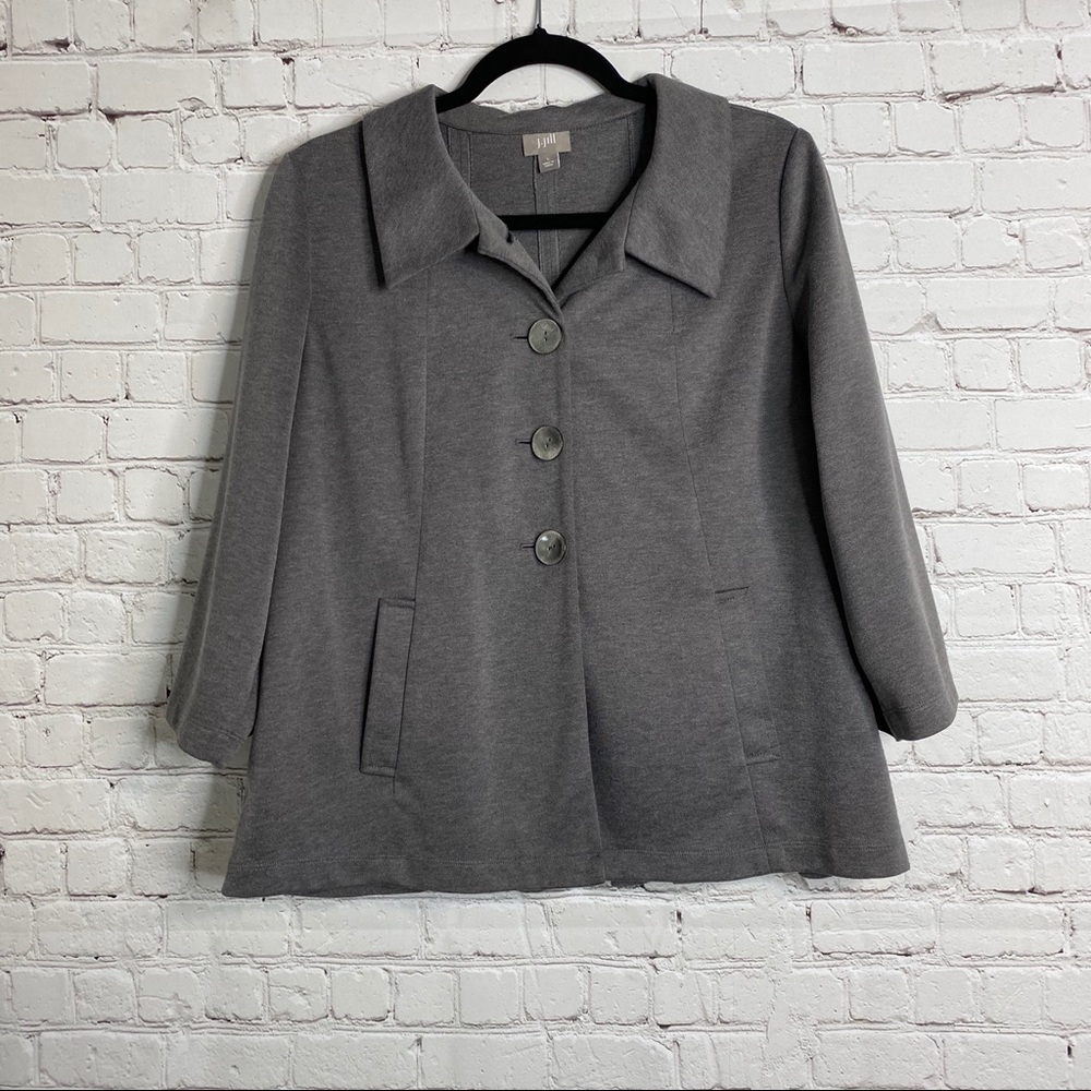 J Jill Gray 3/4 Sleeve Peacoat Jacket Large